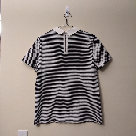BROOKS BROTHERS White Collar Striped Tee with Zippered Back - Picture 7 of 7